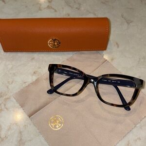 Tory Burch TY2084 Women's Square Eyeglasses. Blue & tortoise. New with case!